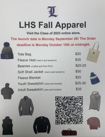 The class of 2023 will be holding an LHS fall apparel fundraiser closing on October 10 at midnight.
