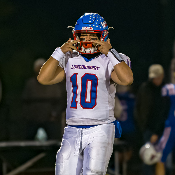 Varsity quarterback senior Drew Heenan playing in last Fridays game. The Lancers won 42-6 against Winnacunnet.