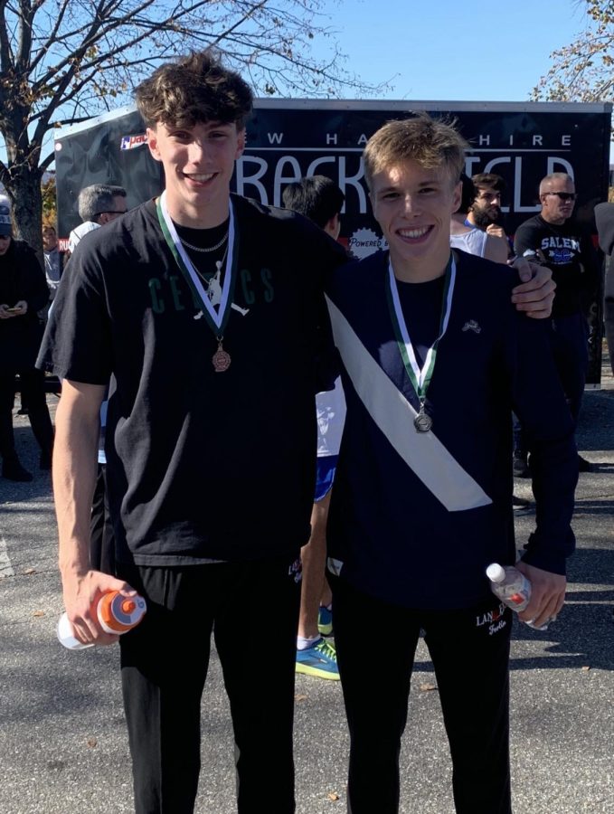 Seniors Ryan Fortin and Sean Clegg after placing second and third in the D1 Championships.