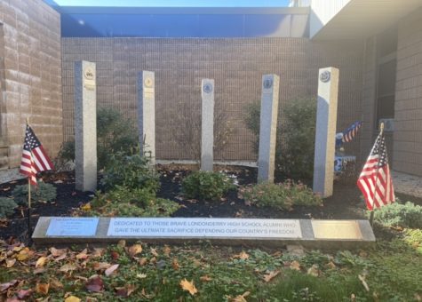This memorial honors LHS alumni who lost their lives while serving. It is located off the main lobby next to the outdoor walkway.