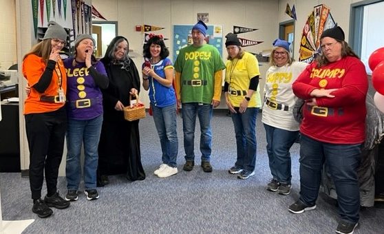 This group spent Halloween whistling whilst working, as they tried not to accidentally bite into a poisonous apple. The tiny cottage that holds the Main Guidance and Curriculum Offices are home to these characters: Main Guidance Director Maureen ODea; school psychologists Dr. Beth Sheridan and Laurie Silverwatch; curriculum coordinators Kim Lindley-Soucy and Shawn Flynn; and administrative assistants Karalyn Von Pichl, Laura Frost and Cindy Taylor.