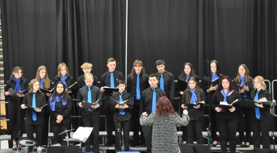 The LHS chamber choir performs at their annual winter concert in front of an audience of parents and family.