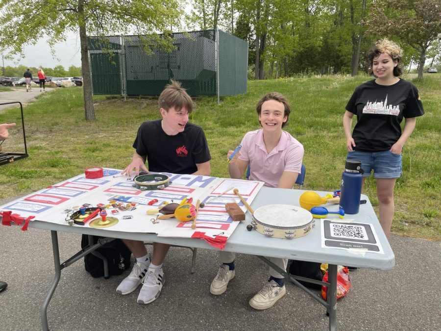 Seniors Nate Pope and Aaron Owre host a booth for the Tri-M Music Honor Society at Tuesdays Speak Up Day. A variety of LHS clubs and community mental health organizations provided information to students about available resources as well as offering a sense of community to those who may need it.