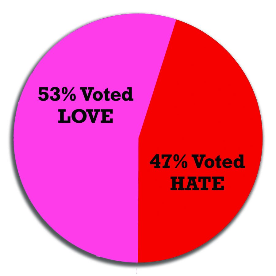 Using a poll on The Lancer Spirit’s Instagram page, 53% of students voted that they “Love Valentine’s Day” and 47% of students voted that they “Hate Valentine’s Day.”