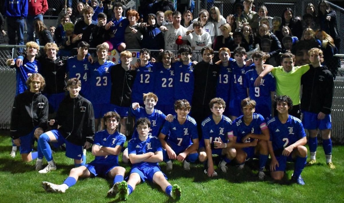 Boys soccer following the game on senior night. 