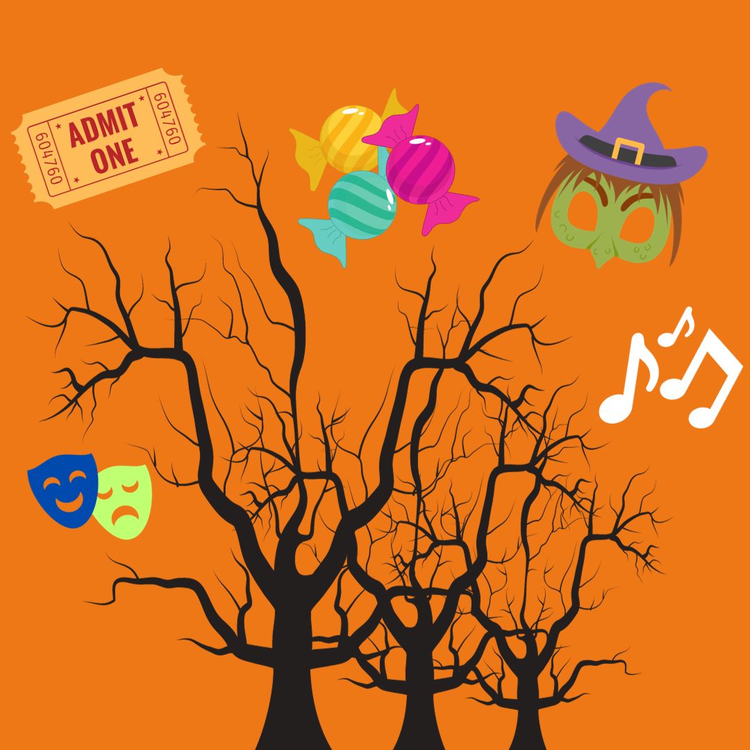 The drama club’s annual Haunted Woods fundraiser will occur in the Town Common this week. (Photo created in Canva by Kelly Egan).