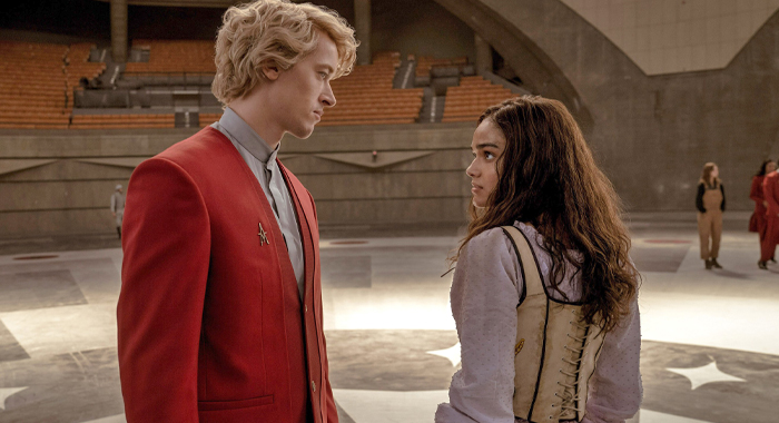 Coriolanus Snow (Tom Blyth) and Lucy Gray Baird (Rachel Ziegler) in the Hunger Games arena. (Photo property of Color Force Studio).