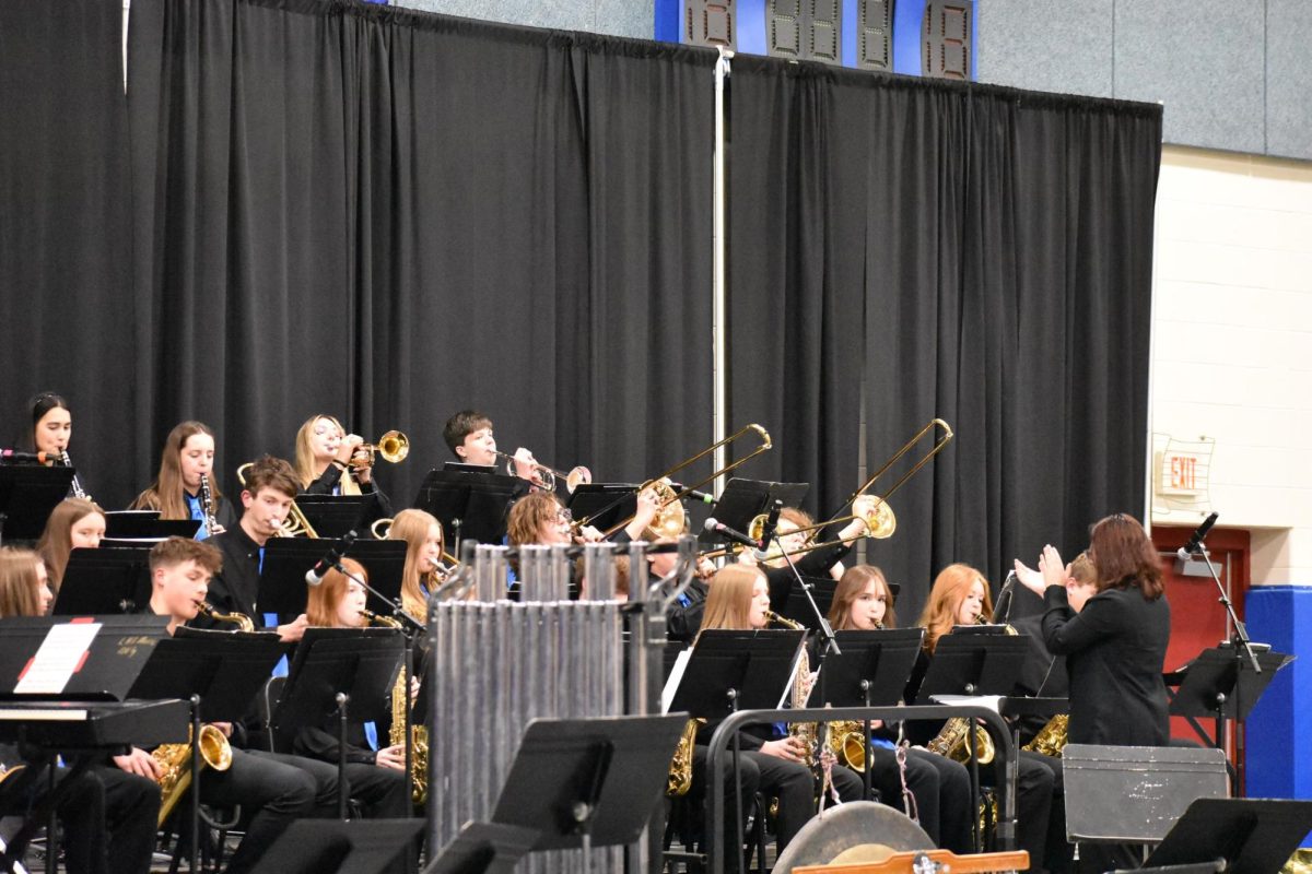 The Jazz Lab follows the Concert Bands opening performance by starting their showcase with an amazing performance of “Whirly Bird,” a class favorite. 
The musicians were excited going into this concert so they could show their friends and family all of the progress they have made in their musical careers. 
Photo by Kristen Sweet 
