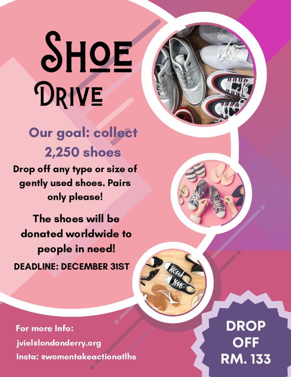 WTA informational brochure on their second fundraiser. They will be collecting shoes until Dec. 31. 
Photo by Sienna Piland 
