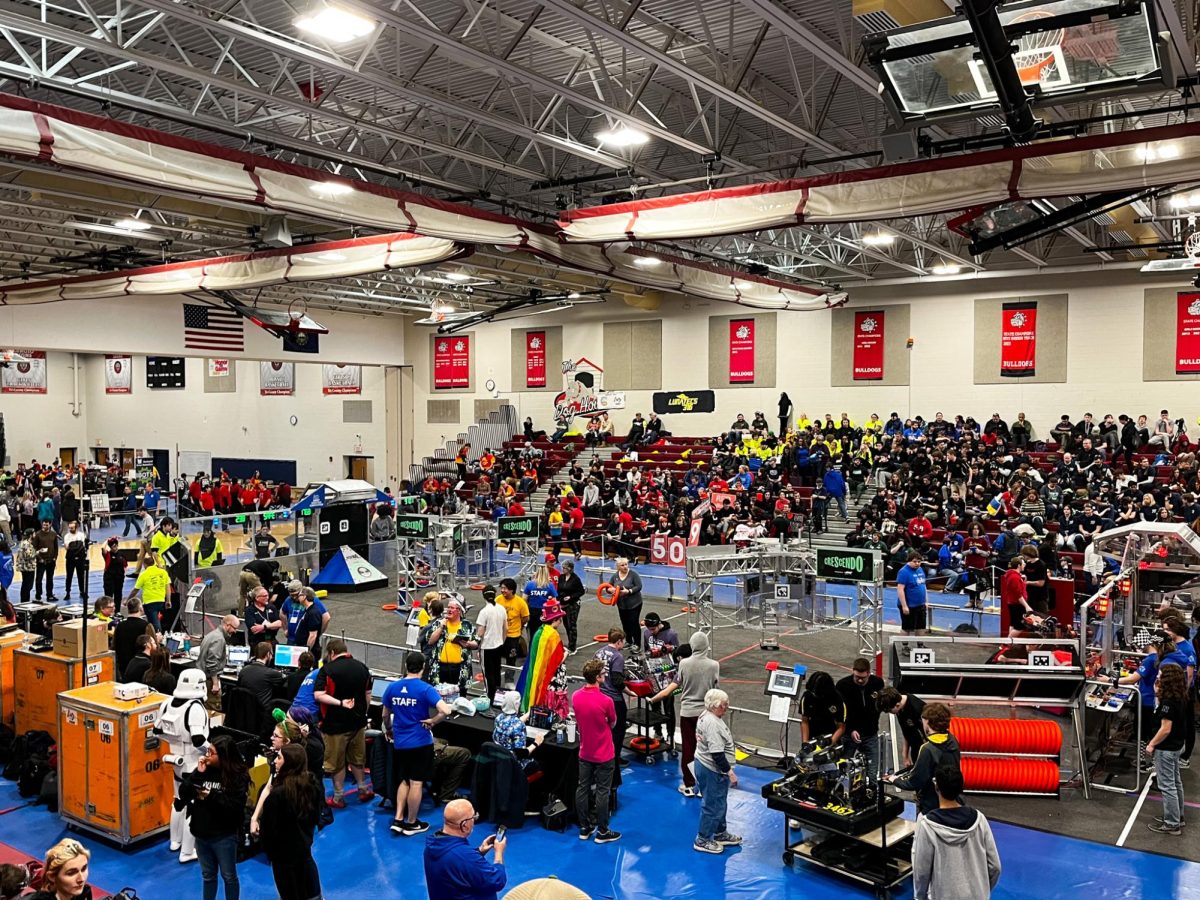 The+competition+field+packs+with+spectators+over+the+week+zero+weekend+for+the+robotics+competition.