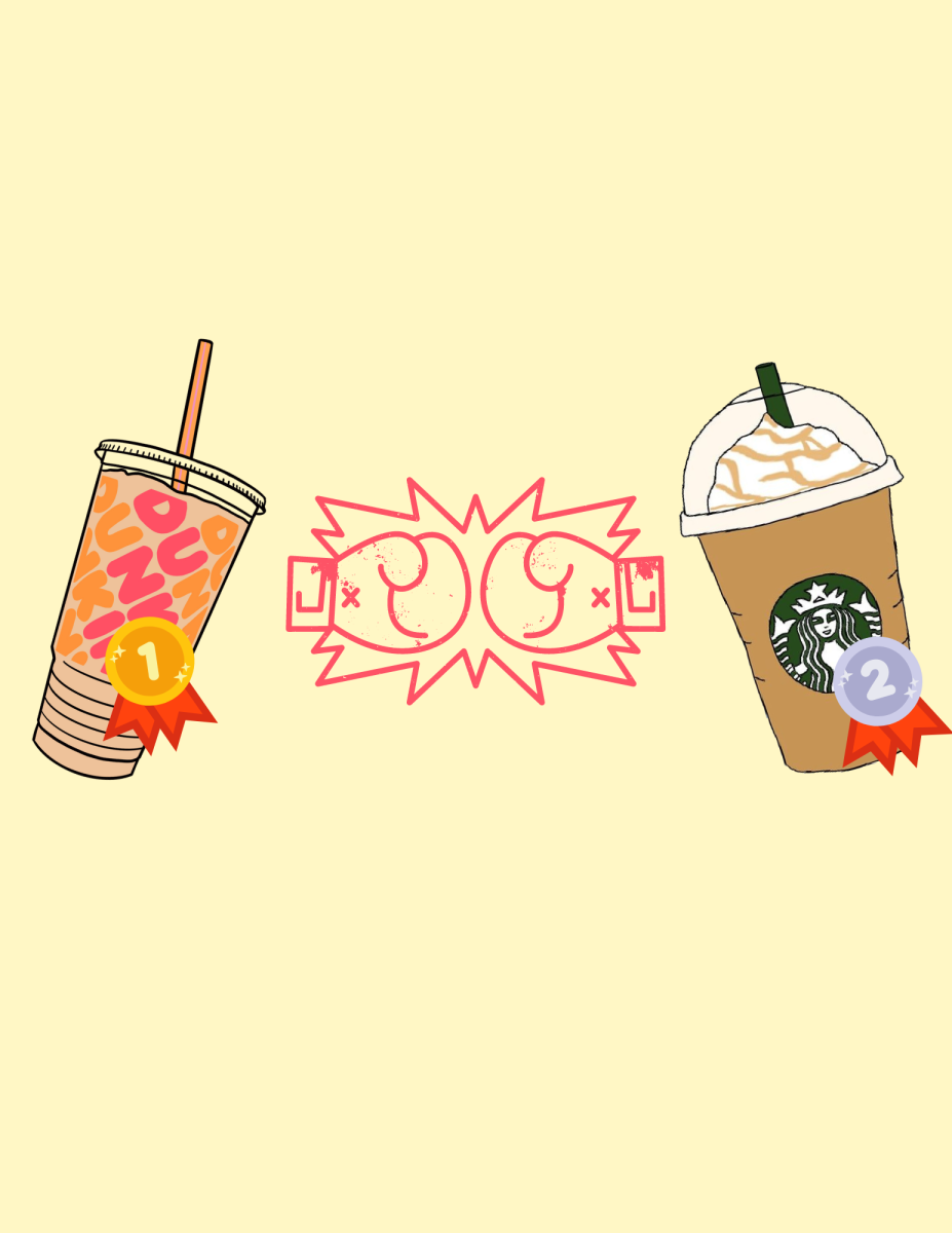 When Dunkins and Starbucks get in the ring, Dunkin always takes home the belt. Created by Jen Raza in Canva.