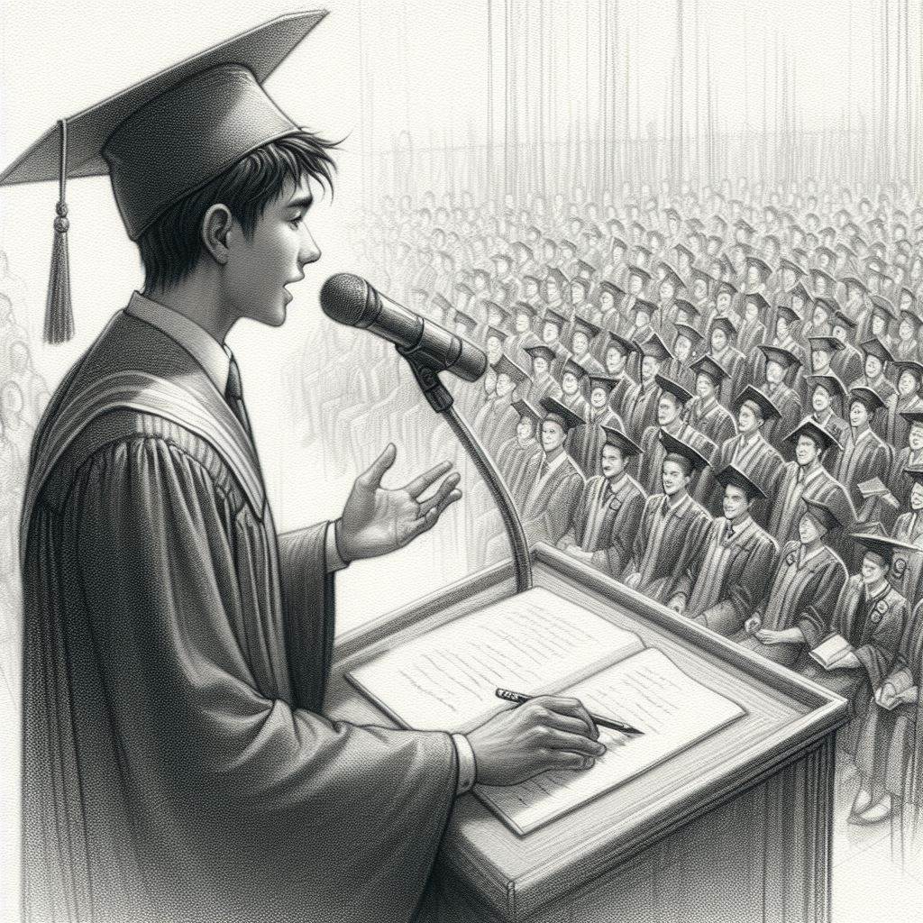 Valedictorians are able to speak and represent their peers.
 
AI Image generated with Microsoft Copilot - Designer