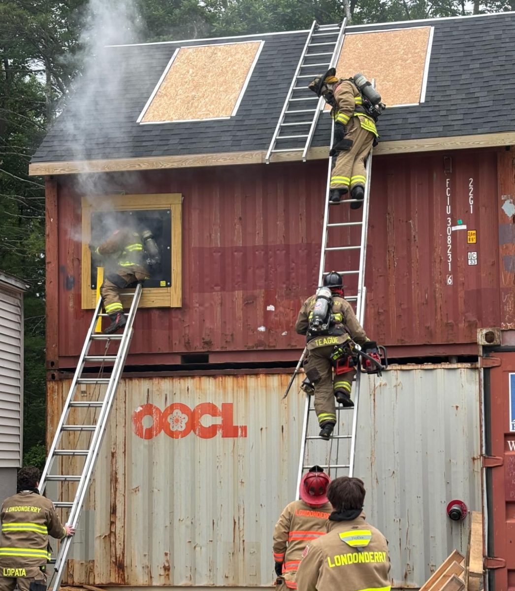Firefighters train to rescue victims that are trapped inside a two story building. They also train to ventilate the roof by cutting a large hole while being around 25 feet in the air. Read more to learn about how high school students get the chance to go through similar training with the Londonderry Fire Department.