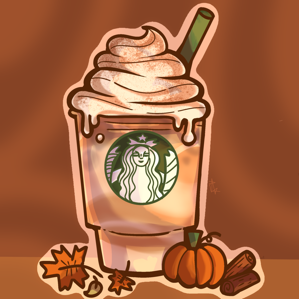 Pumpkin spice lattes are back at Starbucks. Graphic designed by: Ava Christian