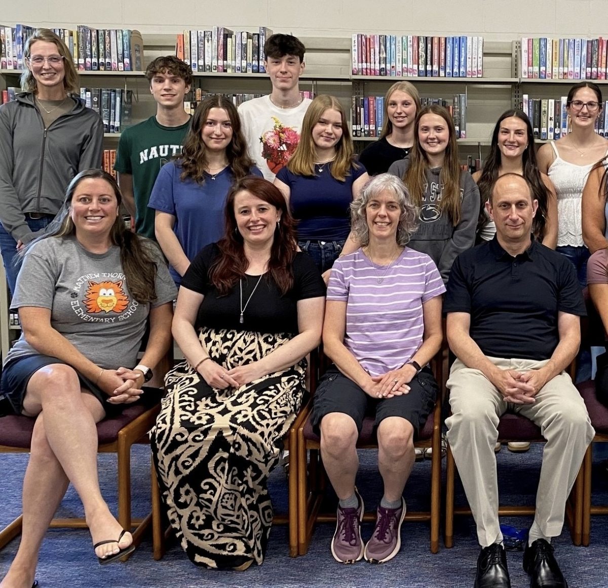A group of Londonderry school district staff and high school students gather in the LHS library for a suicide prevention training on July 23, 2025. This training was run by a member of the National Alliance on Mental Health, Ann Duckless, who taught the group how to make topics like suicide easier to talk about within the community.

Photo used with permission from Mrs. Burkhardt.
