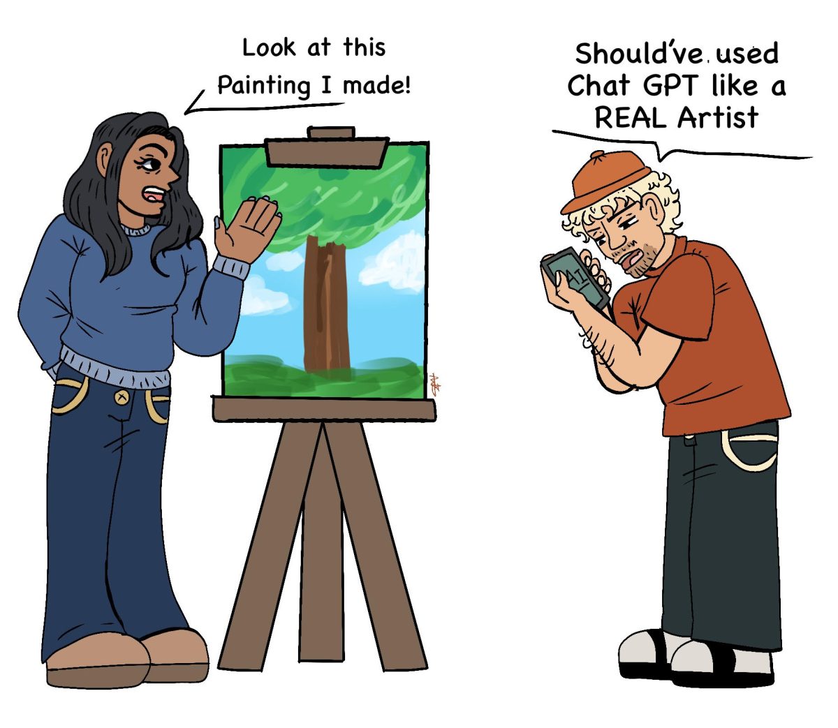 People are relying on AI too much and it's killing creativity. Art by Ava Christian.