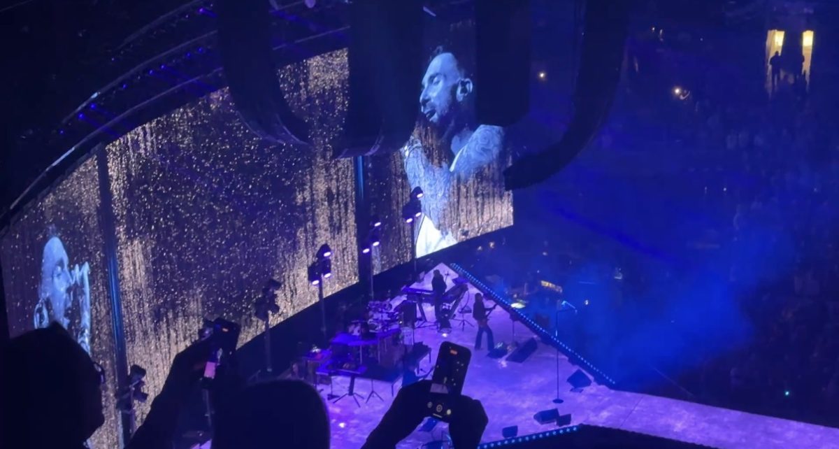 Maroon 5’s Adam Levine performs “Sunday Morning”  at the TD Garden on Nov. 22, 2025, starting off the two hour performance with pure nostalgia and joy.
