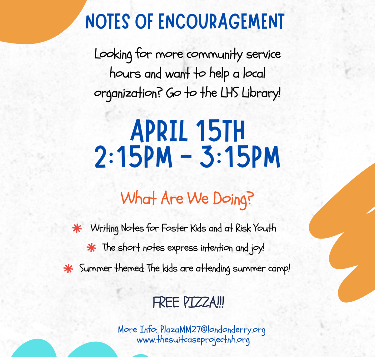 Students are encouraged to write messages to foster children  during the Notes of Empowerment event on April 15. The event was created by junior Megan Plaza to send uplifting notes and inspire others in the community. (Photo used with permission by Megan Plaza.)