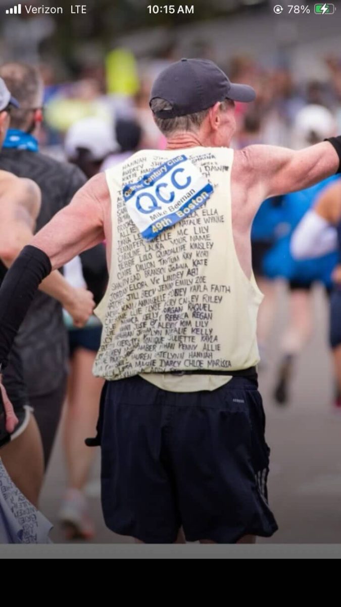Mike Beeman runs his 47th Boston Marathon in 2026. "Slay the day, rep the steps, let’s go," Beeman said. (Image used with permission by Mike Beeman). 