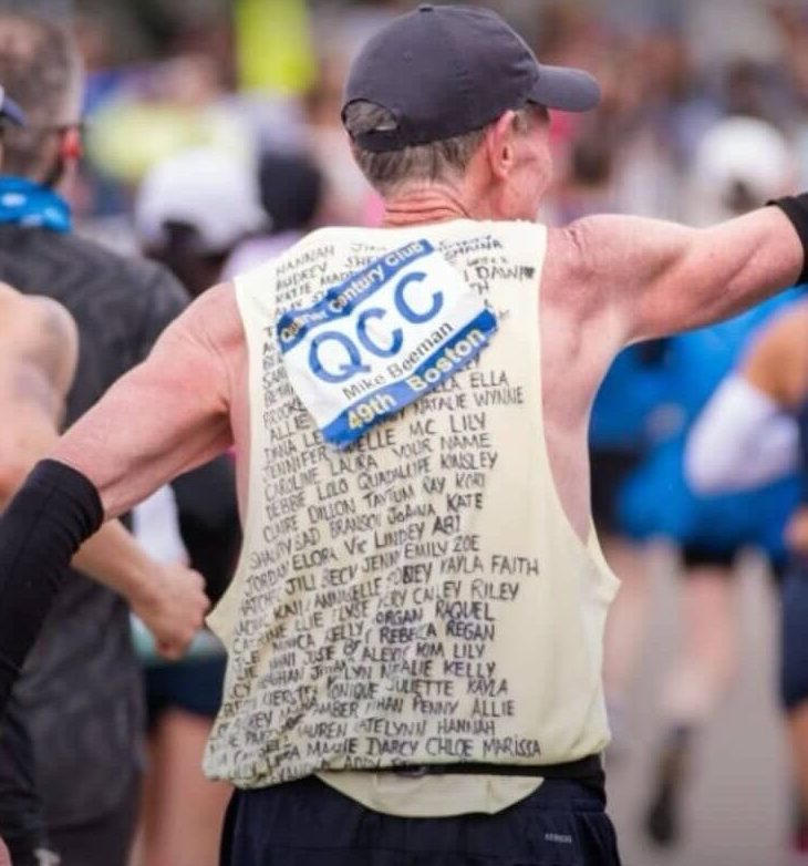 Mike Beeman runs his 47th Boston Marathon in 2026. "Slay the day, rep the steps, let’s go," Beeman said. (Image used with permission by Mike Beeman). 