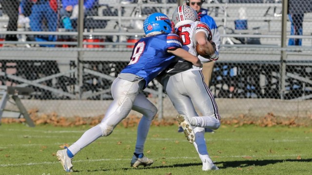 Connor Howe takes down the Astro running back on defense.