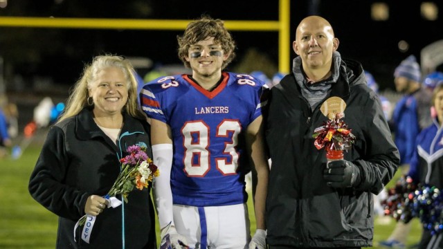 Joey O'Neil celebrates Senior Night with his family.