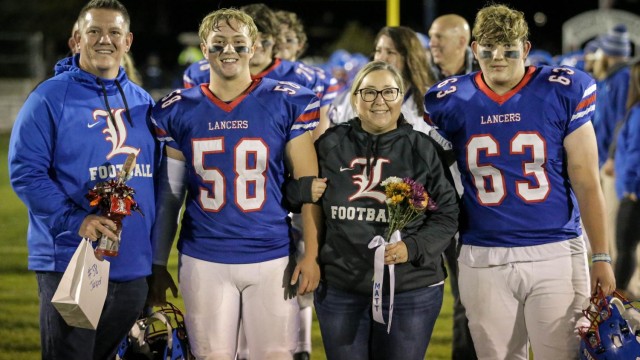 Matt Jasper celebrates Senior Night with his family.