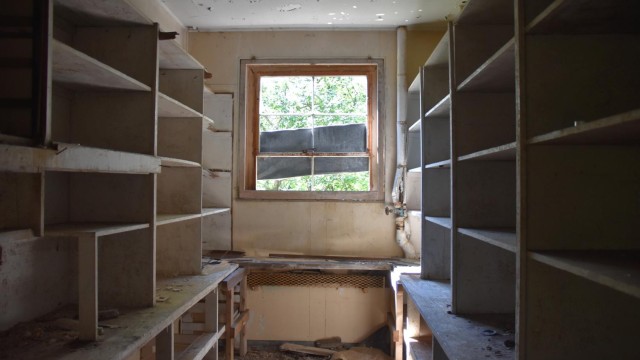 This storage room was the only part of the mess hall still intact.