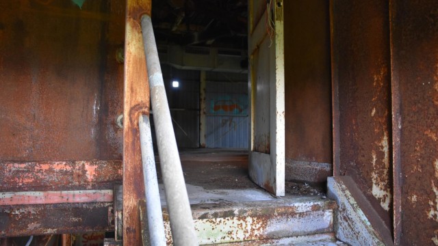 The stairwell gave off a creepy vibe with the rusting walls and echos of water dripping.